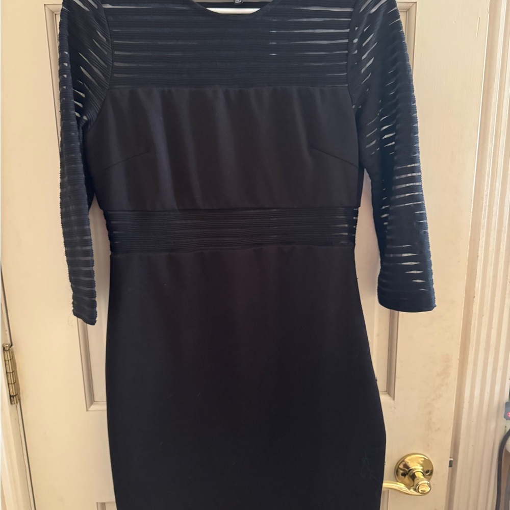 Lulu's Elegant Black Sheer Sleeve Dress